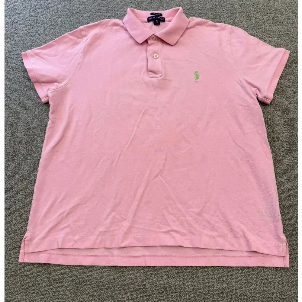Ralph Lauren XL Pink Polo Shirt Rugby Short Sleeve Collared